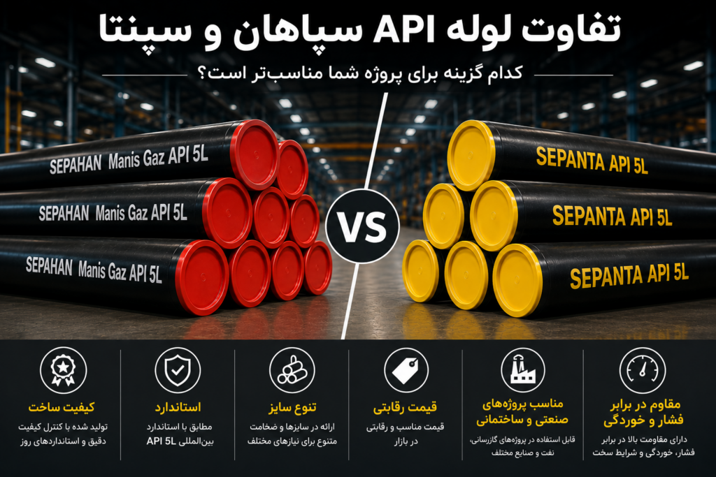 مقایسه لوله API سپاهان و سپنتا از نظر کیفیت، قیمت و کاربرد